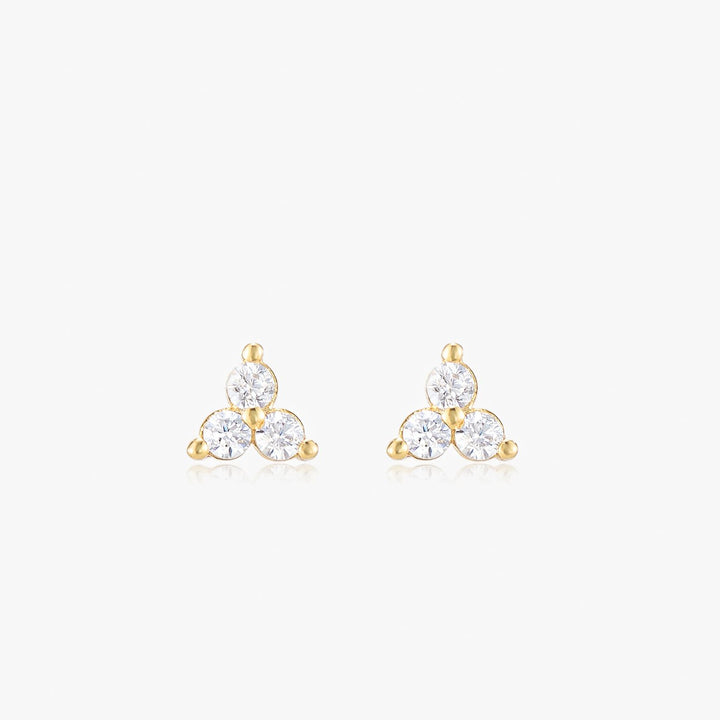 Liliah Gold Trio Diamond Stud Earrings