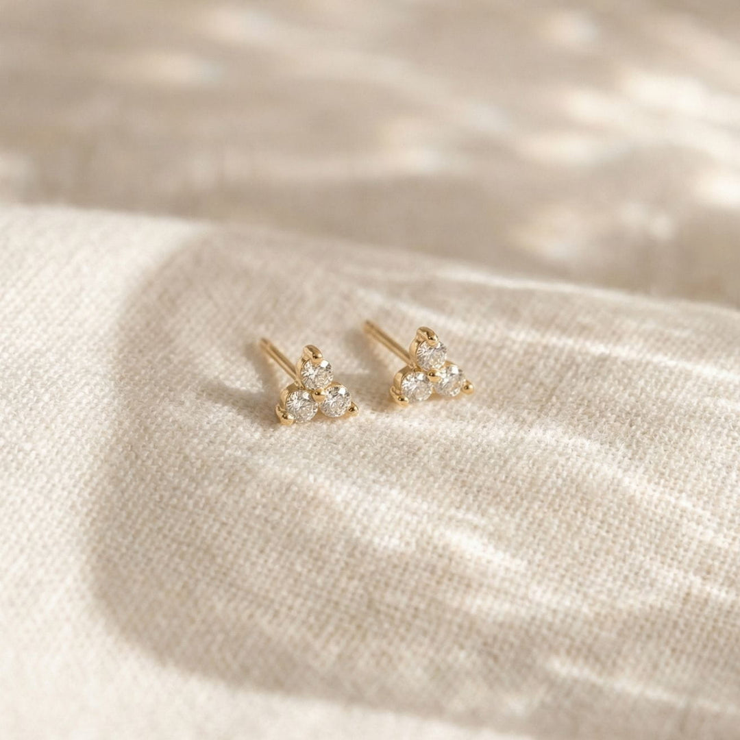 Liliah Gold Trio Diamond Stud Earrings