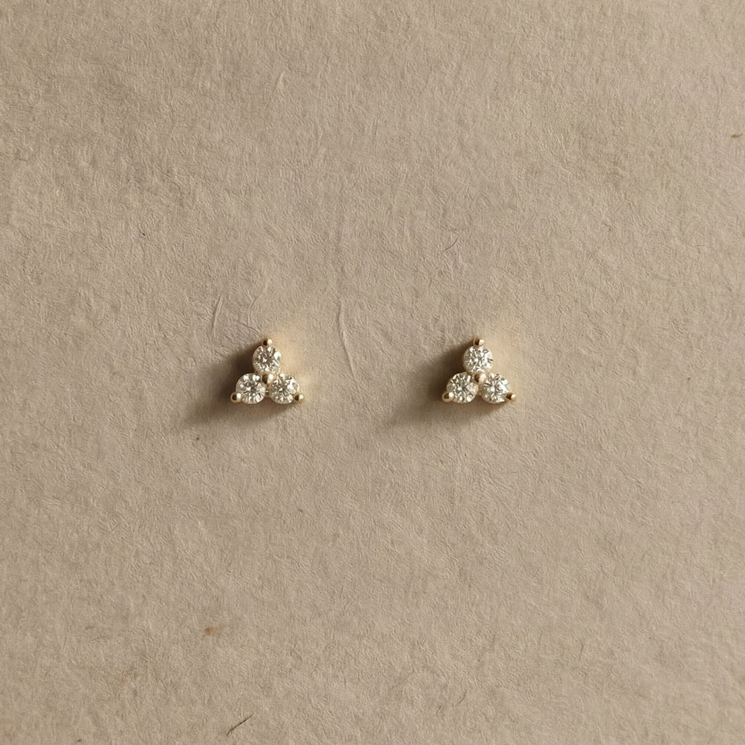 Liliah Gold Trio Diamond Stud Earrings