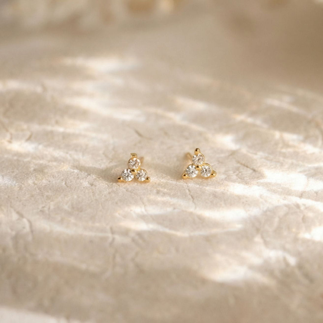 Liliah Gold Trio Diamond Stud Earrings