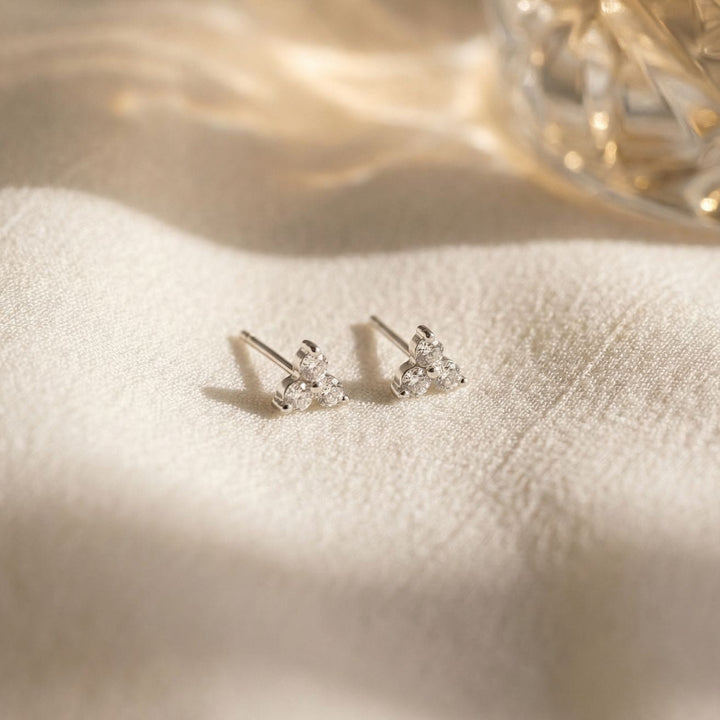 Liliah Silver Trio Diamond Stud Earrings