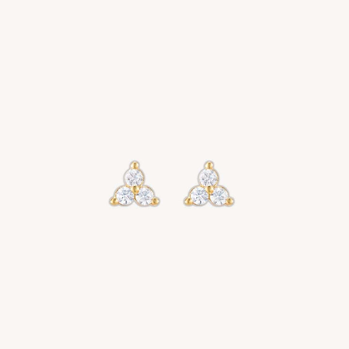 Liliah Gold Trio Diamond Stud Earrings