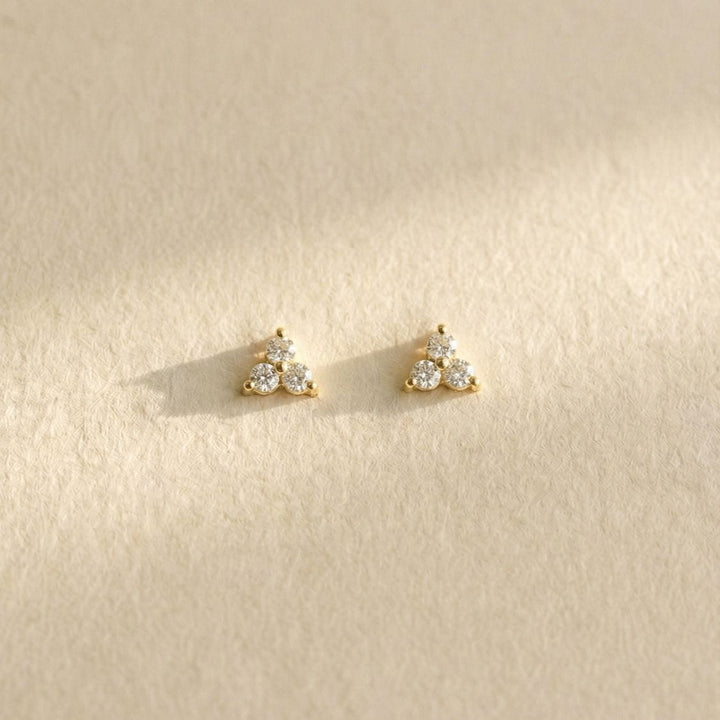 Liliah Gold Trio CZ Stud Earrings