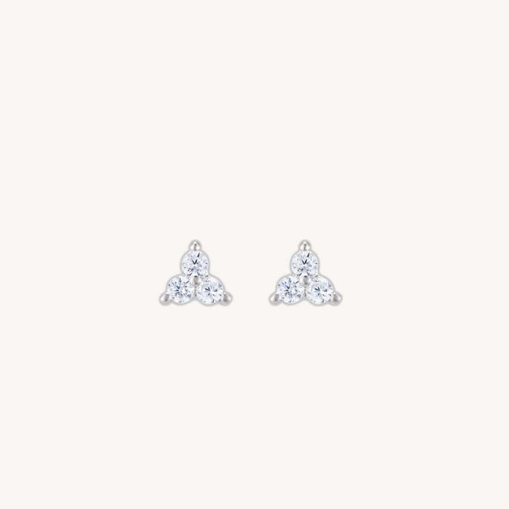 Liliah Silver Trio Diamond Stud Earrings