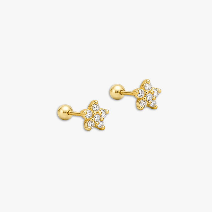 Lily Floral Screw Back Stud Earrings