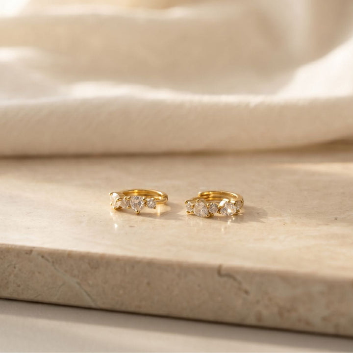 Liora Heart Cluster Huggie Earrings