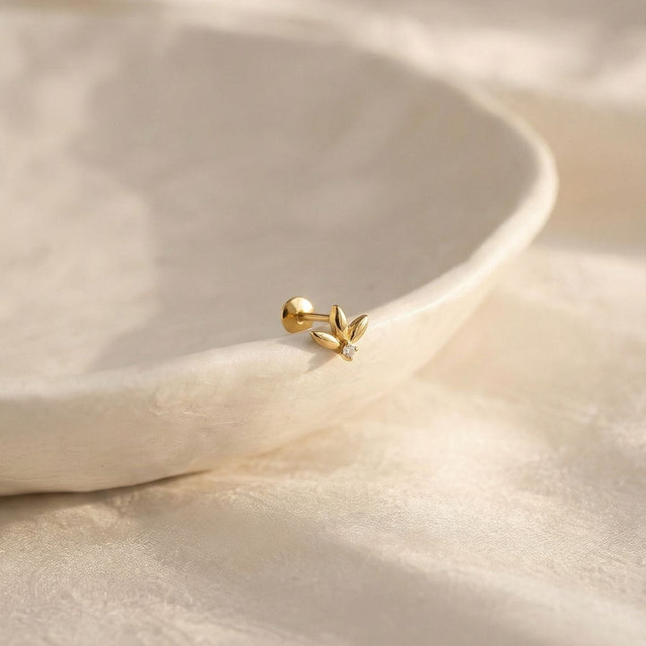 Lotus Petal Flatback Stud Earring - Single
