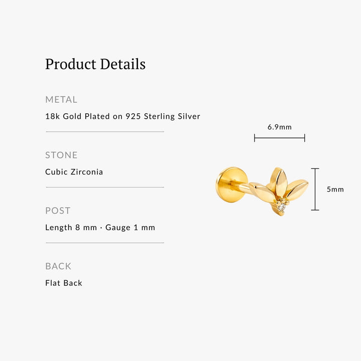 Lotus Petal Flatback Stud Earring - Single