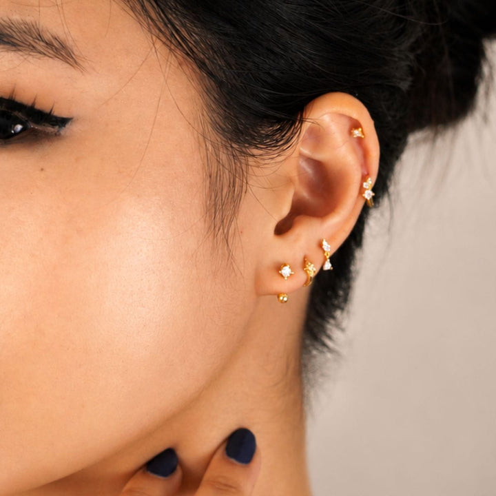 Lucie Starburst Gold Huggie Earrings 6MM