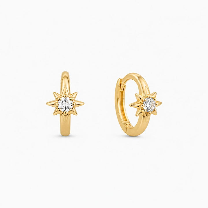 Lucie Starburst Gold Huggie Earrings 6MM