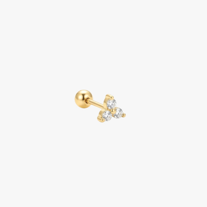 Lumi Gold Trio CZ Screw Back Stud - Single