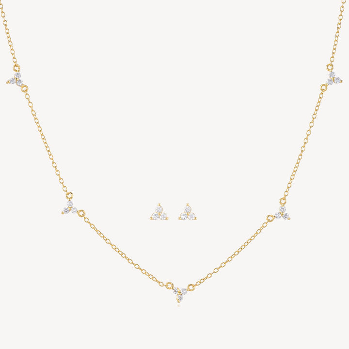 Lumi Trio Necklace & Stud Set Gold