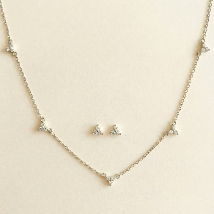 Lumi Trio Necklace & Stud Set Silver