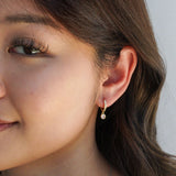 Luna Bezel Drop Hoop Earrings Gold