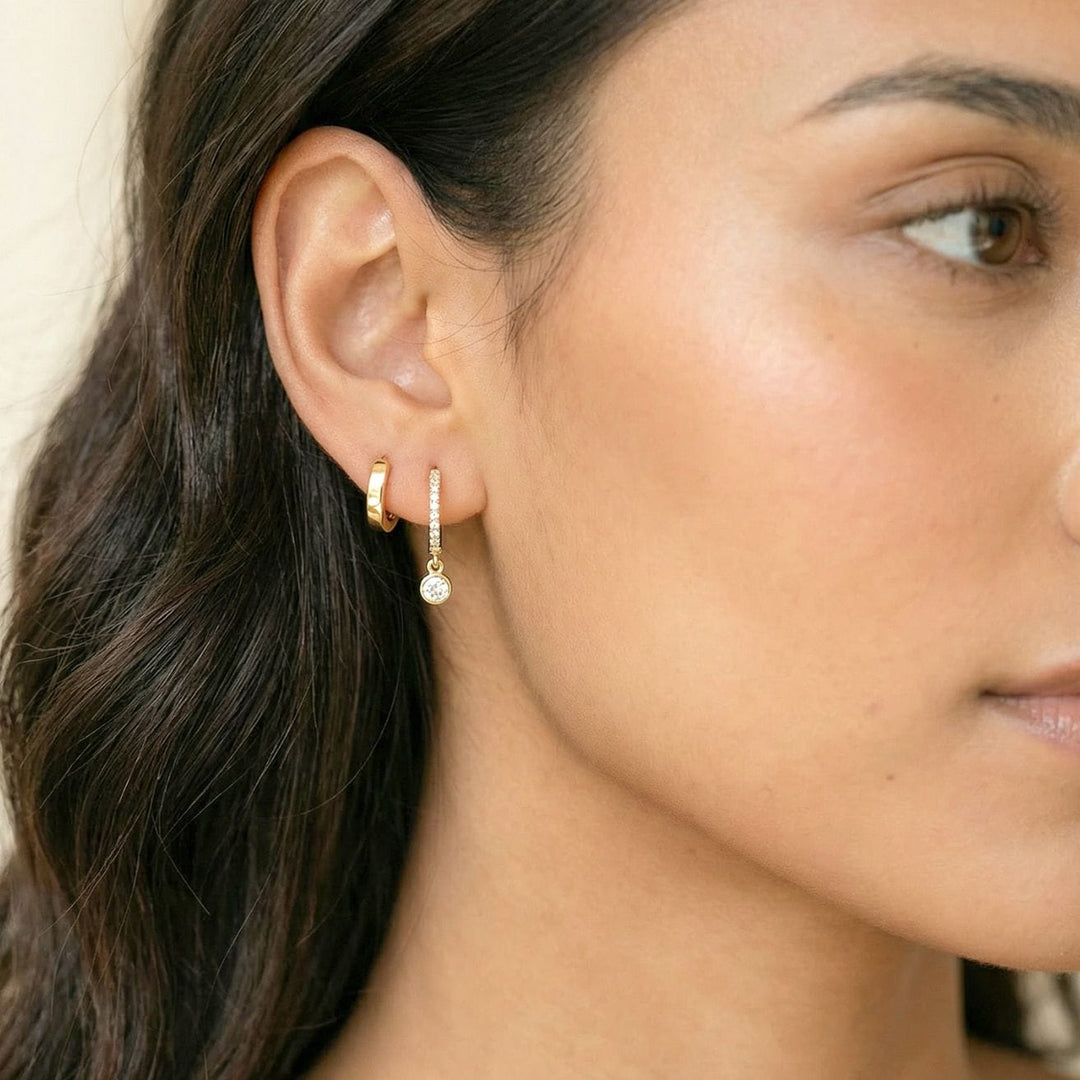 Luna Gold Hoop Drop Earrings
