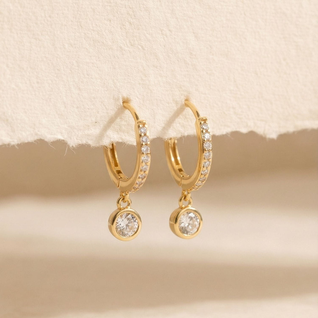 Luna Gold Hoop Drop Earrings