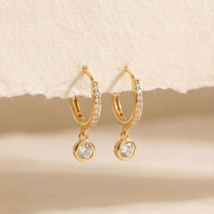 Luna Gold Hoop Drop Earrings
