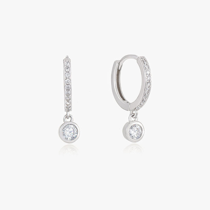 Luna Silver Hoop Drop Earrings