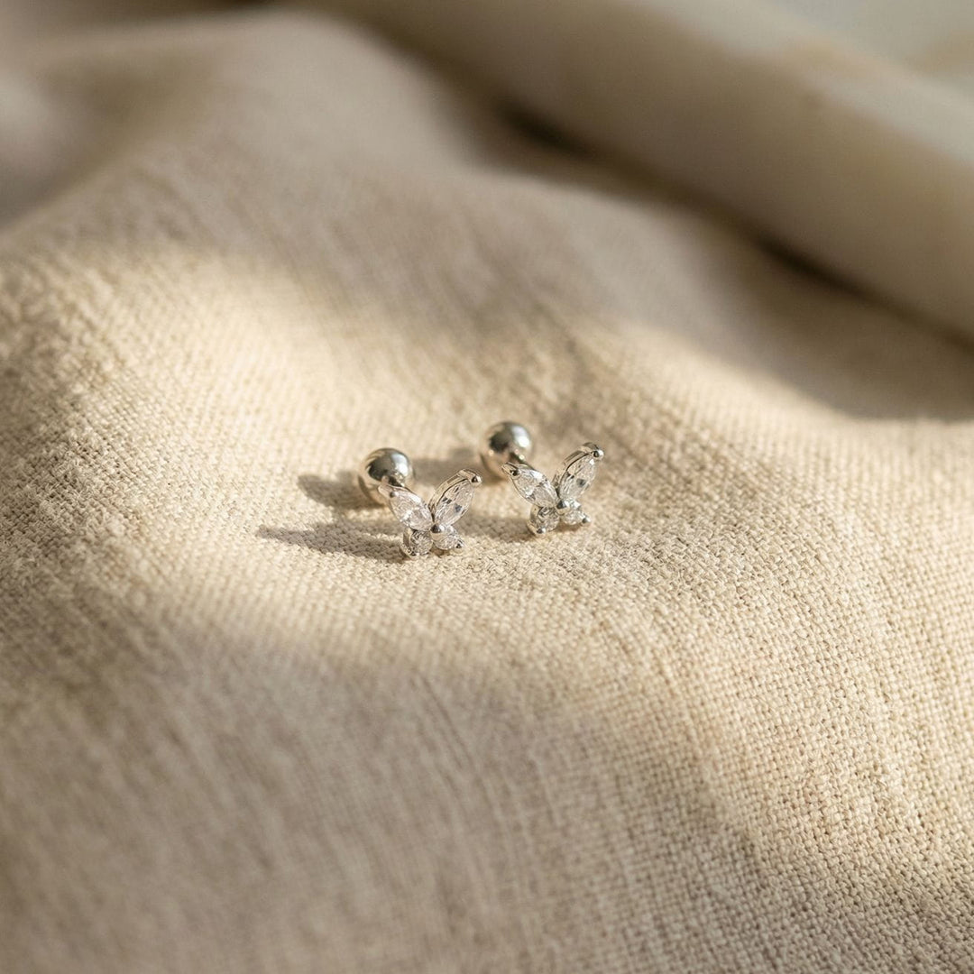 Lydia Silver Butterfly Stud Earrings