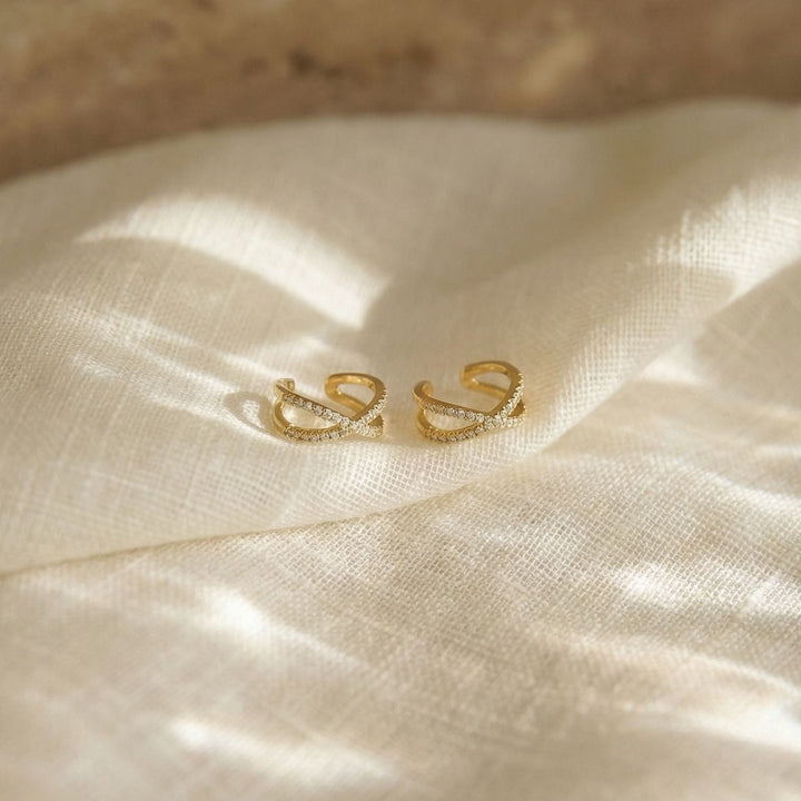 Lyra Criss-Cross Gold Ear Cuffs