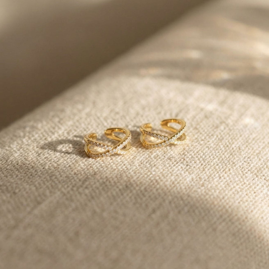 Lyra Criss-Cross Gold Ear Cuffs