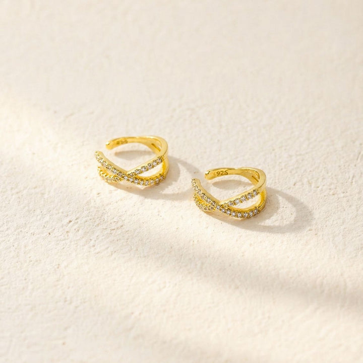 Lyra Criss-Cross Gold Ear Cuffs