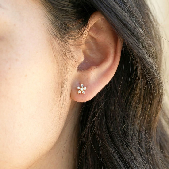 Maia Gold Flower Stud Earrings