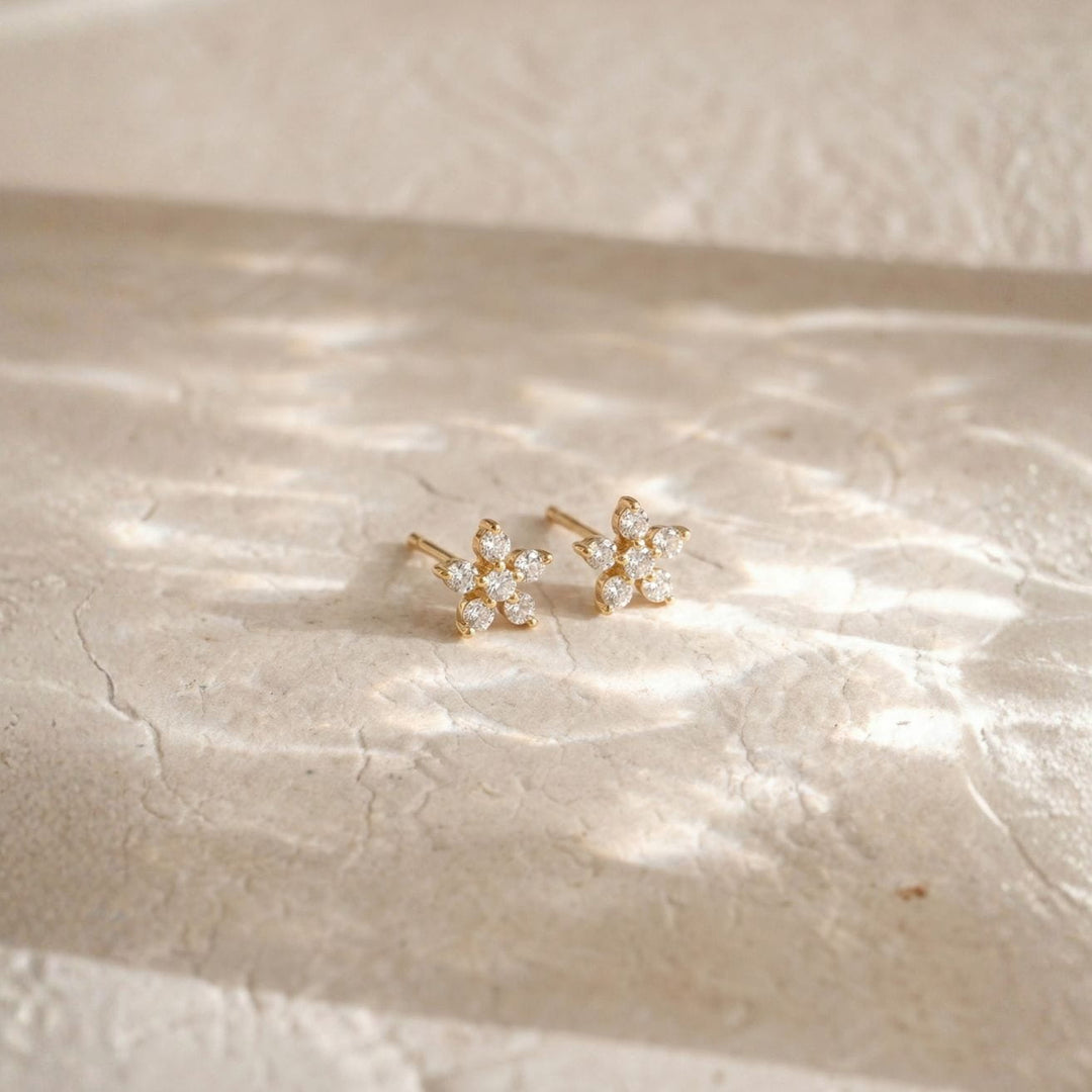 Maia Gold Flower Stud Earrings