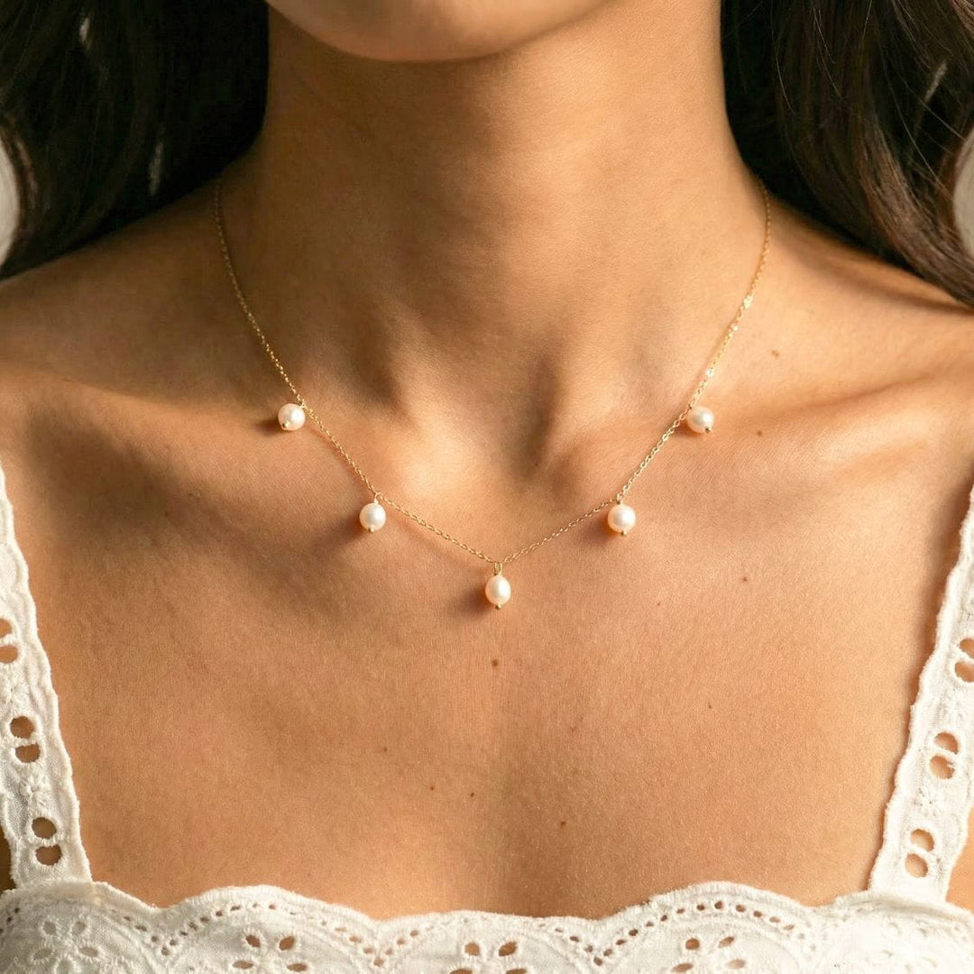 Margaret Gold Pearl Choker Necklace