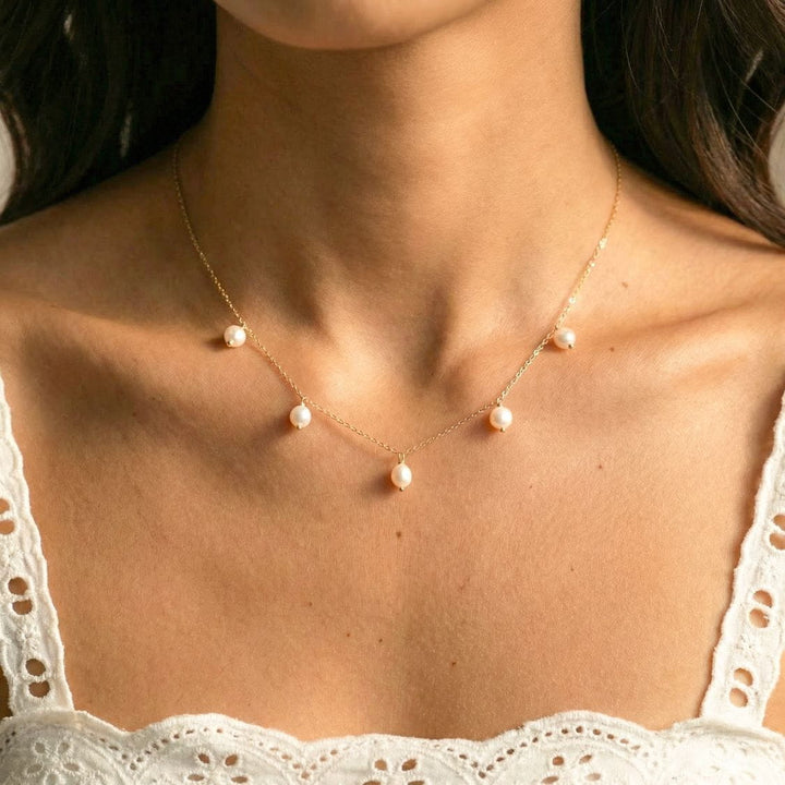 Margaret Gold Pearl Choker Necklace