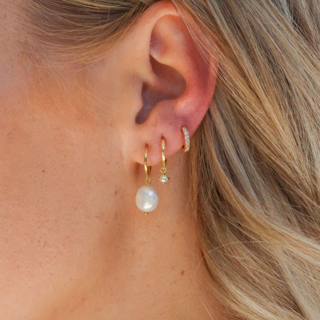 18k gold Pearl Earring Stack  