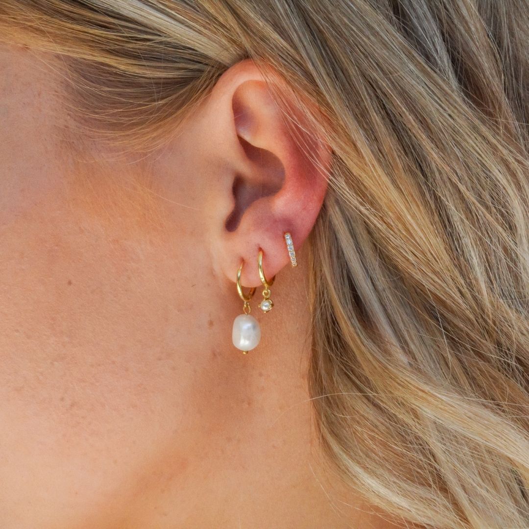 18k gold Pearl Earring Stack  