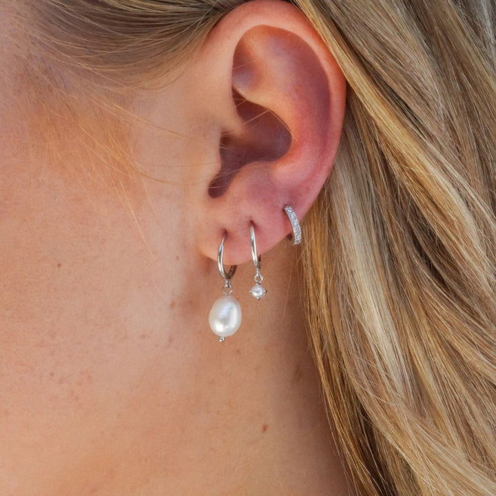 Sterling Silver Pearl Earring Stack  