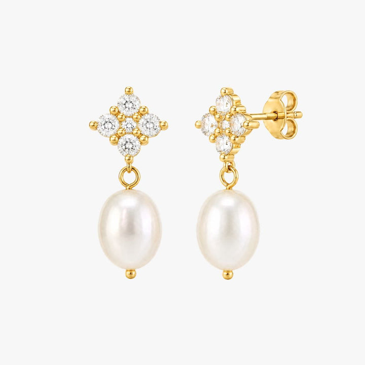 Marielle Pearl Drop Earrings Gold