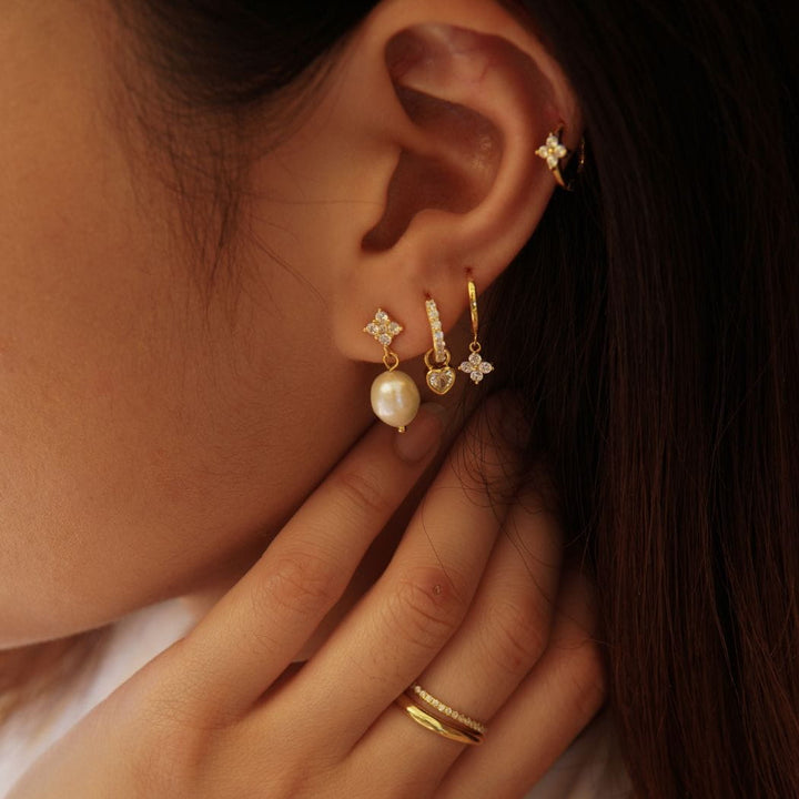 Marielle Pearl Drop Earrings Gold
