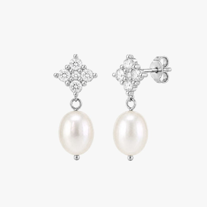 Marielle Pearl Drop Earrings Silver