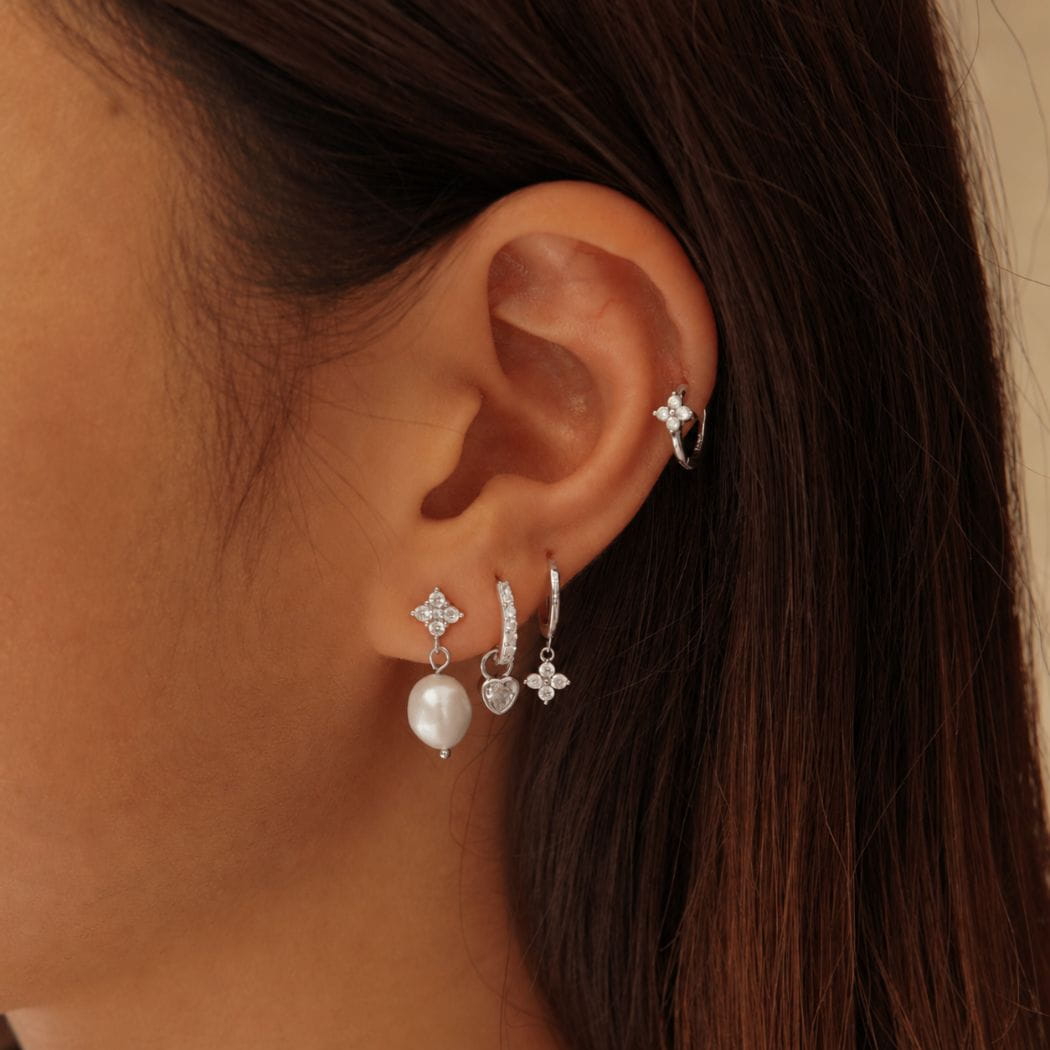 Marielle Pearl Drop Earrings Silver