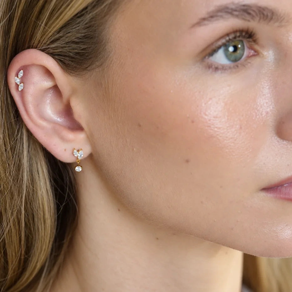 Marquise Drop Titanium Flatback Stud – Single