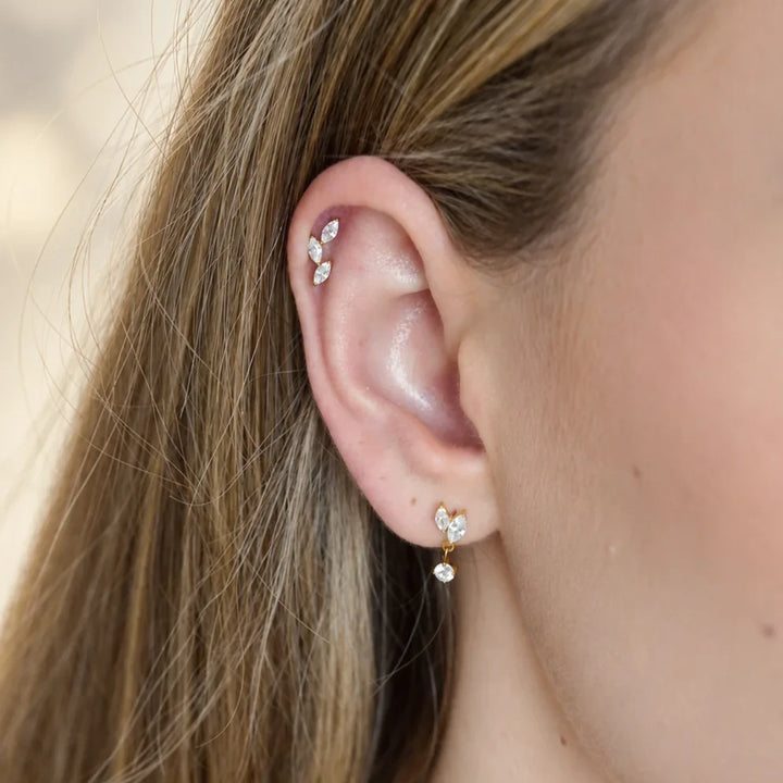 Marquise Drop Titanium Flatback Stud – Single