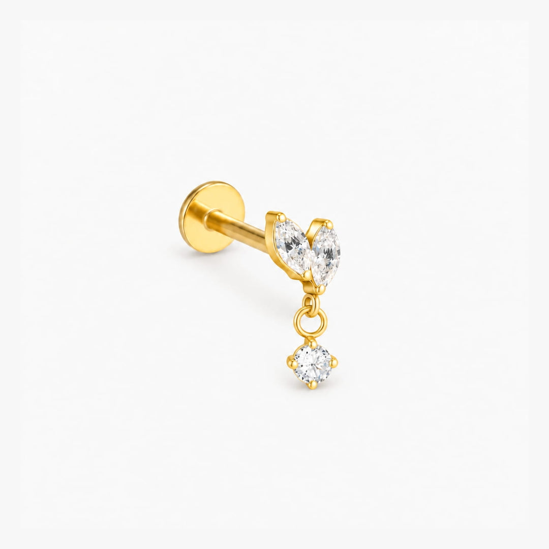 Marquise Drop Titanium Flatback Stud – Single