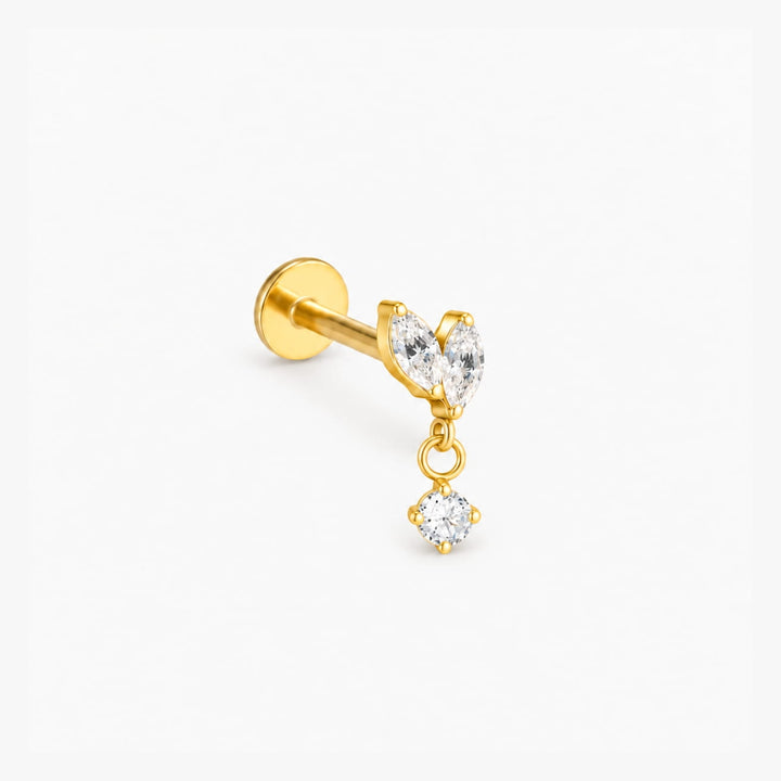Marquise Drop Titanium Flatback Stud – Single