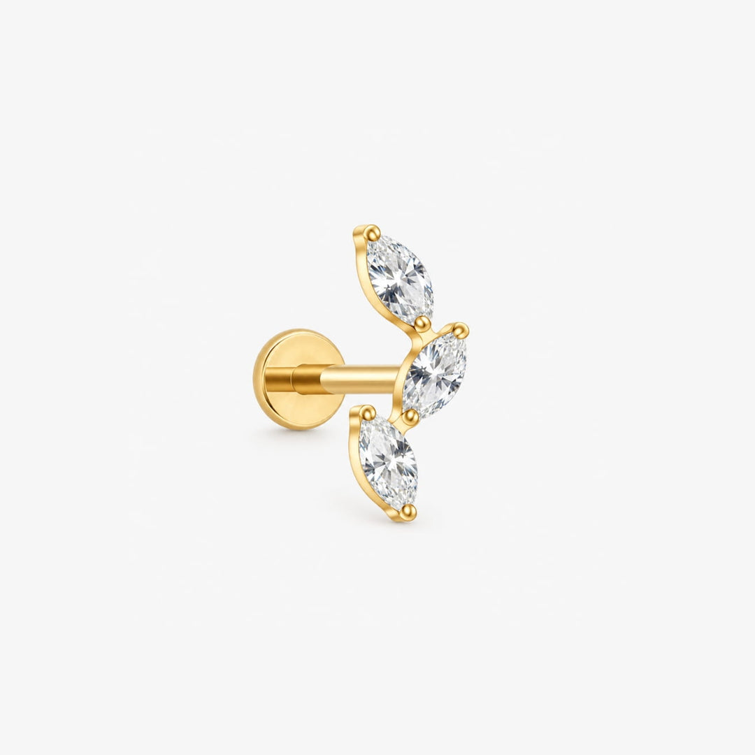 Marquise Leaf Titanium Flatback Stud – Single