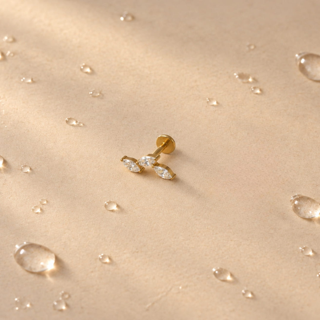 Marquise Leaf Titanium Flatback Stud – Single