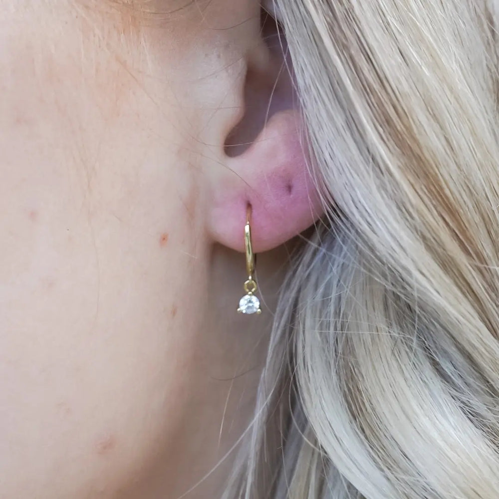 Melia Silver Dainty CZ Drop Earrings-Sterling Silver Earrings-LYANG & CO.