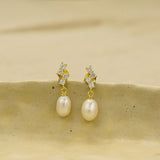 Mette Pearl Drop Earrings Gold