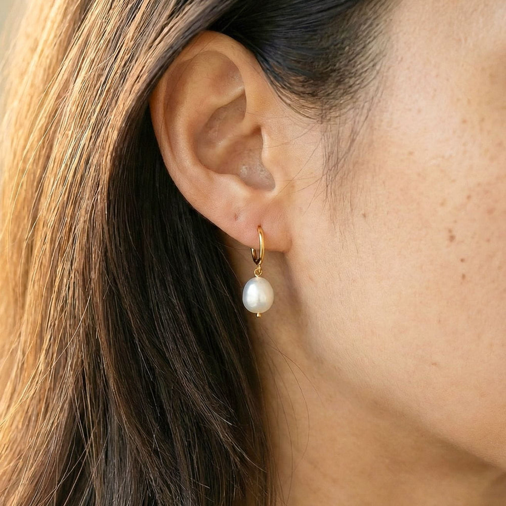 Mia Gold Baroque Pearl Drop Earrings 