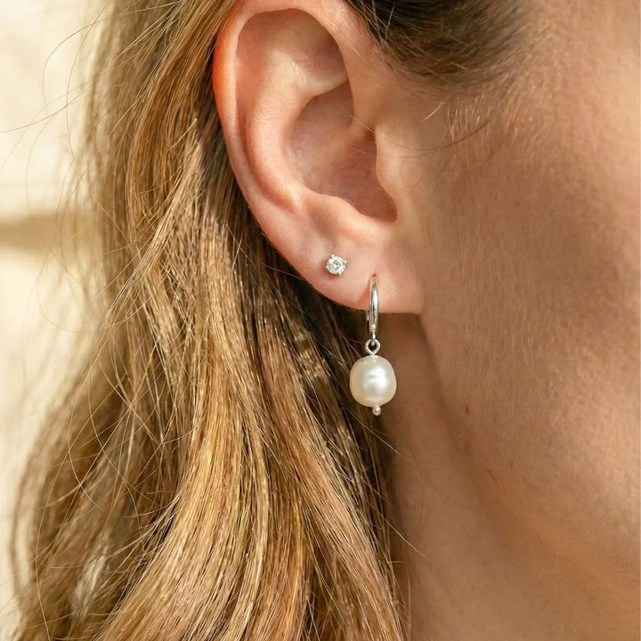Mia Silver Baroque Pearl Drop Earrings
