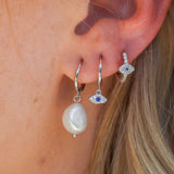Mia Freshwater Pearl Drop Huggie Earrings Sterling Silver