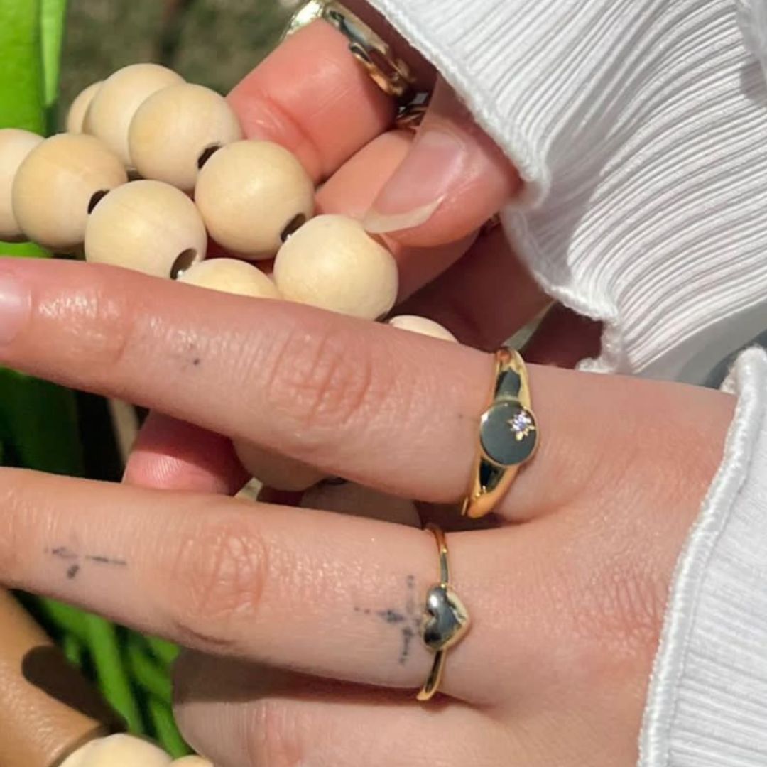 North Star Signet Ring Adjustable-Adjustable Rings-LYANG & CO.