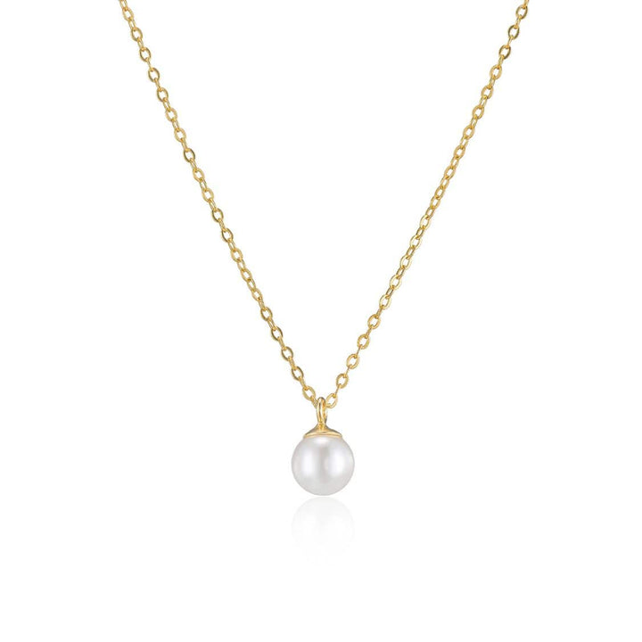 Milena Gold Pearl Pendant Necklace-Sterling Silver Necklaces-LYANG & CO.